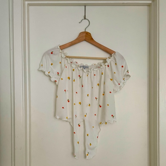 Iris White Sheer Fruit Theme Crop Top - Picture 1 of 3